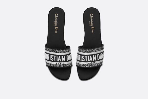 DIOR Dway Slide Black Embroidered Cotton