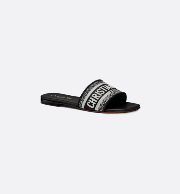 DIOR Dway Slide Black Embroidered Cotton - Image 3